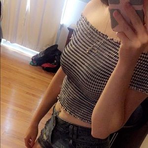 Off the shoulder stripped crop top